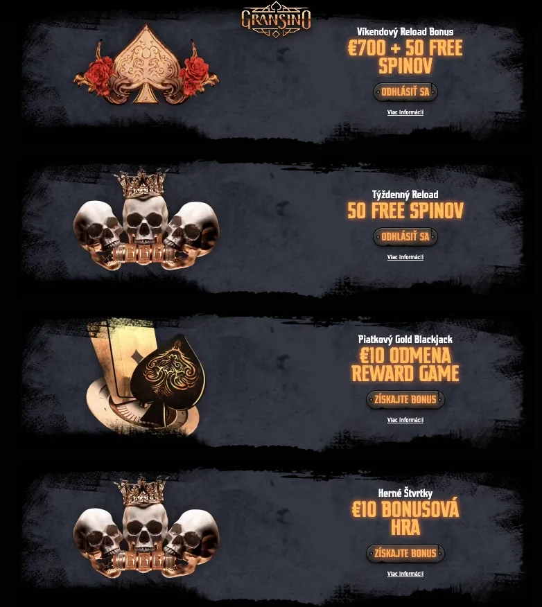 Bonusy v Gransino Casino – Heavy metal štýl